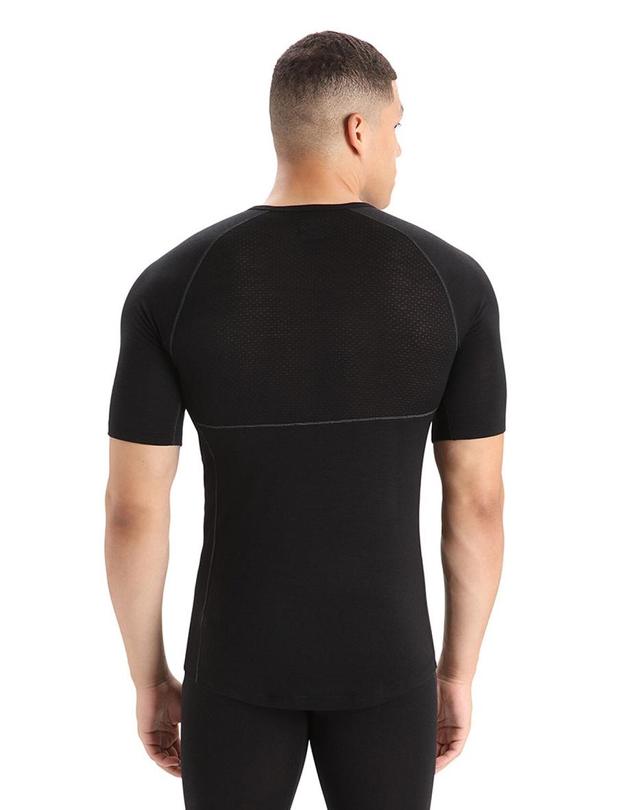 Icebreaker BodyfitZone™ Merino 150 Zone Lyhyt Sleeve Crewe Thermal Top Miesten Base Layers Mustat | FI 1334ILHS